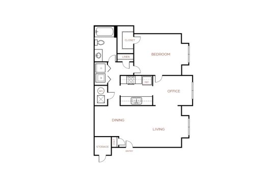 the floor plan for a two bedroom apartment at The The Breck