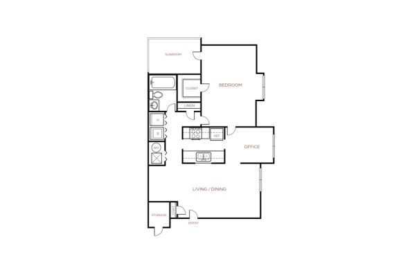 the floor plan for a two bedroom apartment at The The Breck