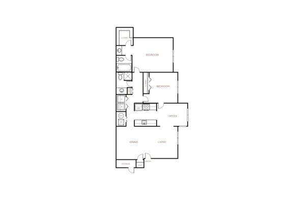the floor plan for a two bedroom apartment at The The Breck